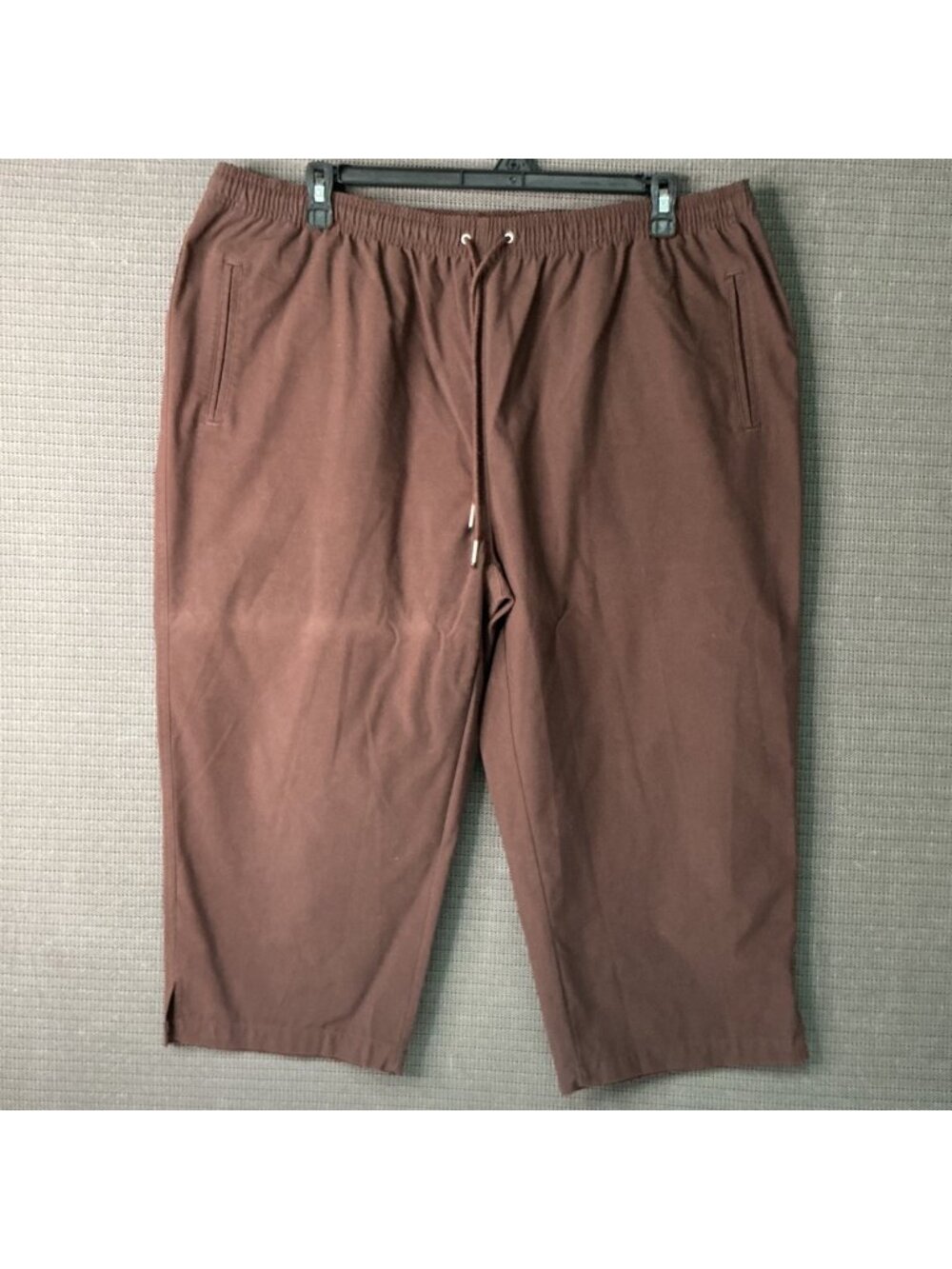 Hasting & Smith Women's Brown Elastic Waist Capri Pants 2X Polyester Blend